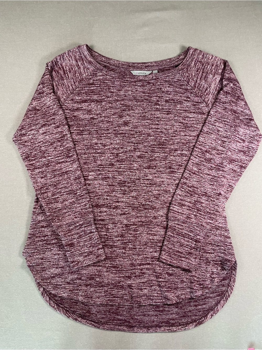 Athleta | Pose Tunic Long Sleeve Marled Space Dye Knit Top Thumbhole Purple | XL